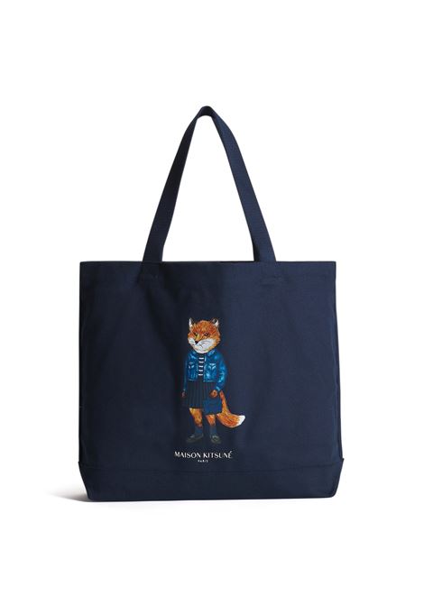 dressed fox tote bag unisex navy MAISON KITSUNÉ | PM05107WW90420413